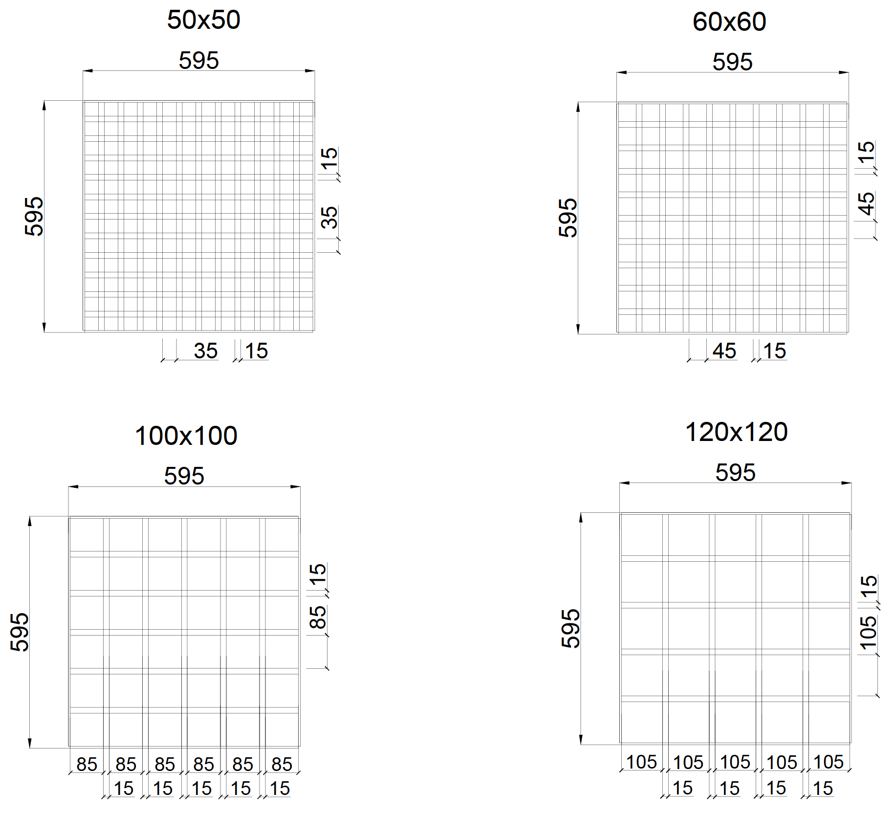 content-img(36) Размеры ячеек потолка Грильято GL15